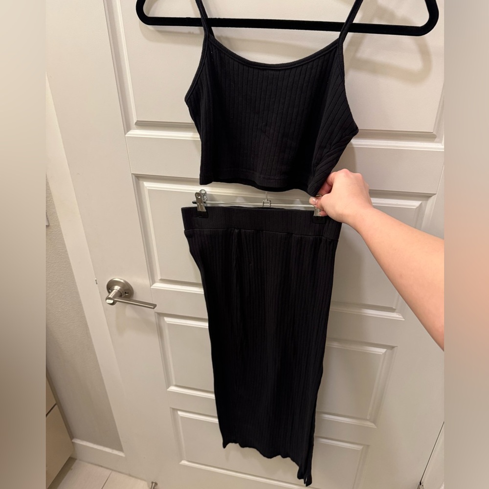 Black Ribbed Two-Piece Set